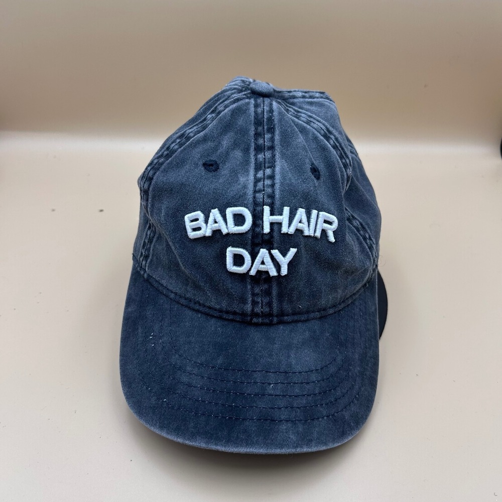 Bad Hair Day Embroidered Washed Black Cotton Dad Hat Adjustable Baseball Cap